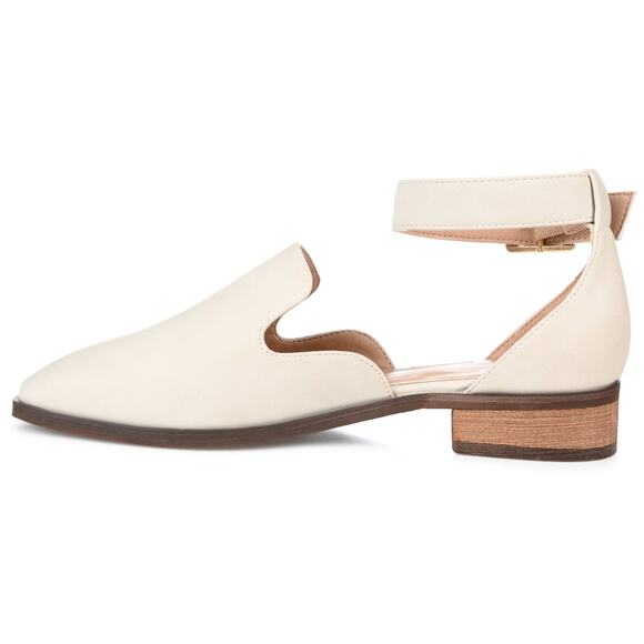 Journee Collection Women\'s Loreta Buckle Square Toe Loafer Flats, Ivory Size 8M